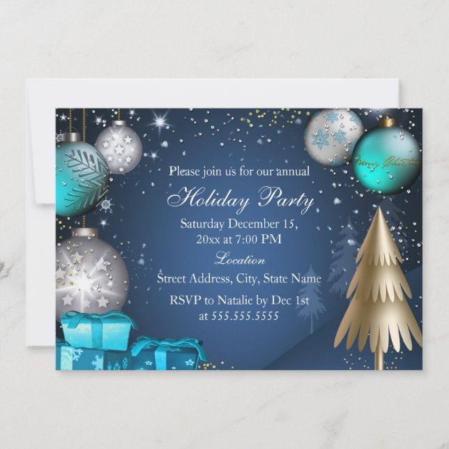 Bauble Corporate Work Office Christmas Party Invitation (Front)