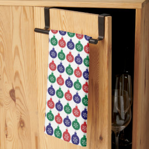 Bauble Pattern Colourful Christmas Tea Towel