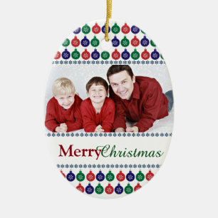 Bauble Pattern Custom Photo Ceramic Ornament