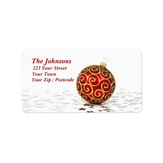 Bauble & Stars Address Label