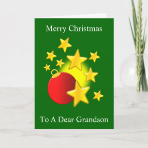 Bauble Stars Grandson Christmas Holiday Card