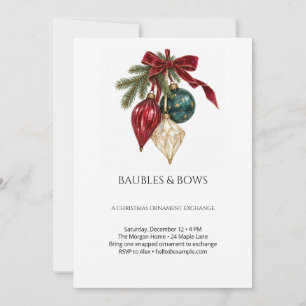 Baubles and Bows Christmas Ornament Exchange Invitation