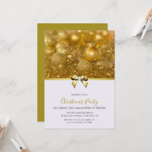 Baubles & Angel Hair, Ribbon & Jewel Bow Christmas Invitation