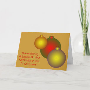 Baubles Design Brother And Sister-in-Law Christmas Holiday Card