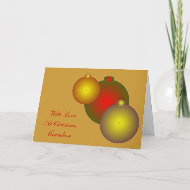 Baubles Design Grandson Christmas Card (Front)