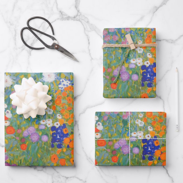 Bauerngarten - Gustav Klimt Wrapping Paper Sheet (Front)