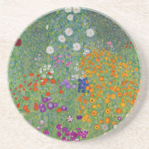 Bauerngarten, Oil Painting, Gustav Klimt Coaster
