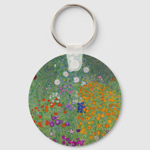 Bauerngarten, Oil Painting, Gustav Klimt Key Ring