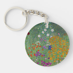 Bauerngarten, Oil Painting, Gustav Klimt Key Ring