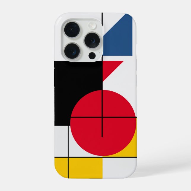 Bauhaus Abstract Geometric Red Circle Design iPhone Case (Back)