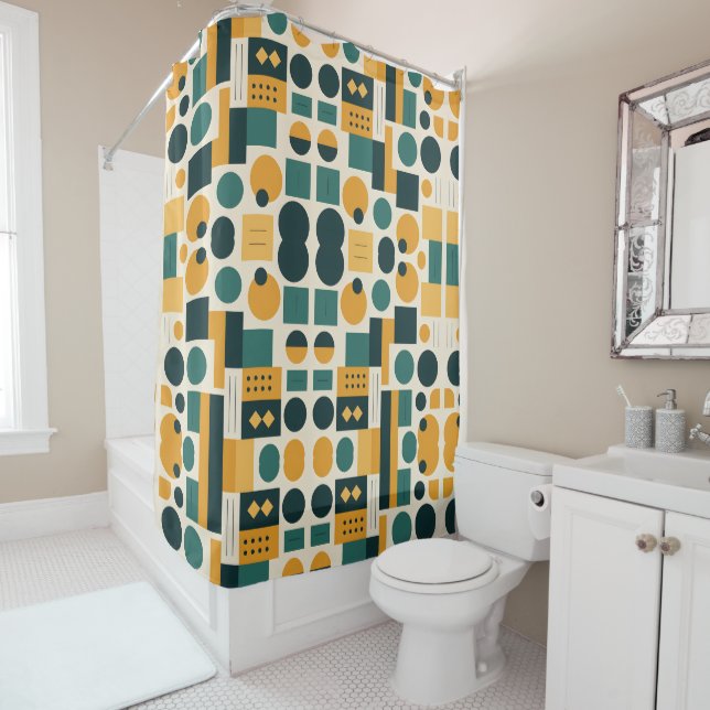 Bauhaus Abstract pattern Shower Curtain (In Situ)