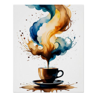 Bauhaus art morning coffee (blue and brown) poster
