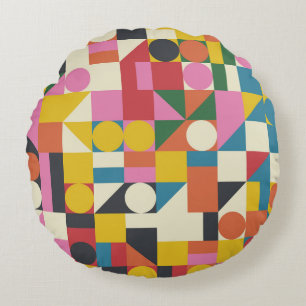 Bauhaus artwork: abstract geometric composition round cushion