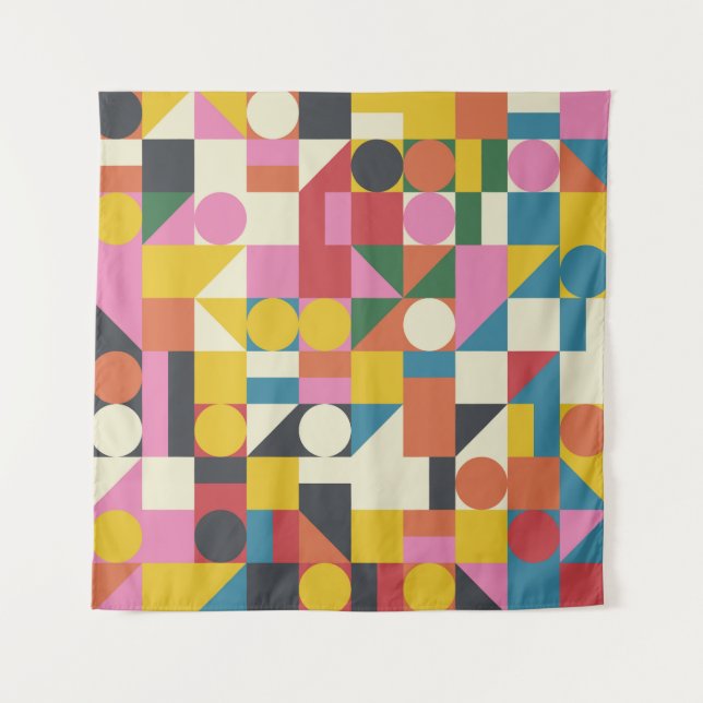 Bauhaus artwork: abstract geometric composition tapestry (Front)