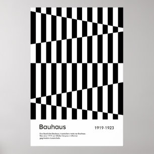 Bauhaus Black White Stripe Grid Art Print