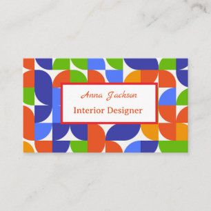 Bauhaus Blue Green Abstract Geometric custom Business Card