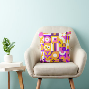 Bauhaus bright tile pattern cushion