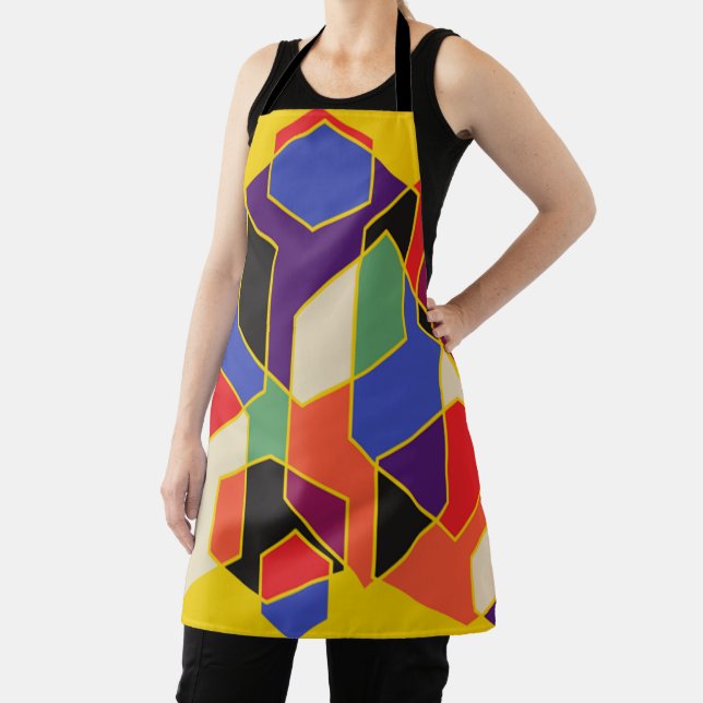 Bauhaus Collage of Hexagons  Apron (Insitu)