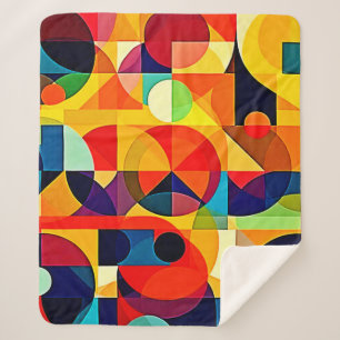 Bauhaus Color Geometry Design Sherpa Blanket