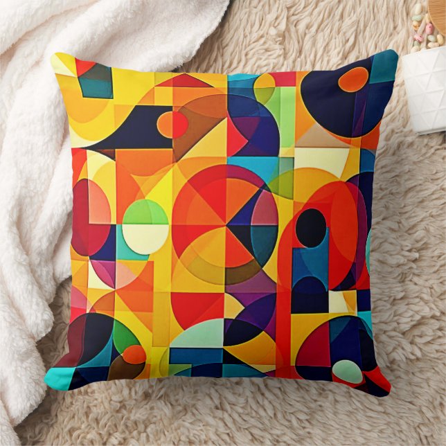 Bauhaus Colour Geometry Design Cushion (Blanket)