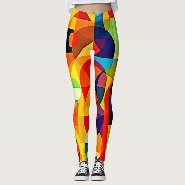 Bauhaus Colour Geometry Design Leggings (Front)
