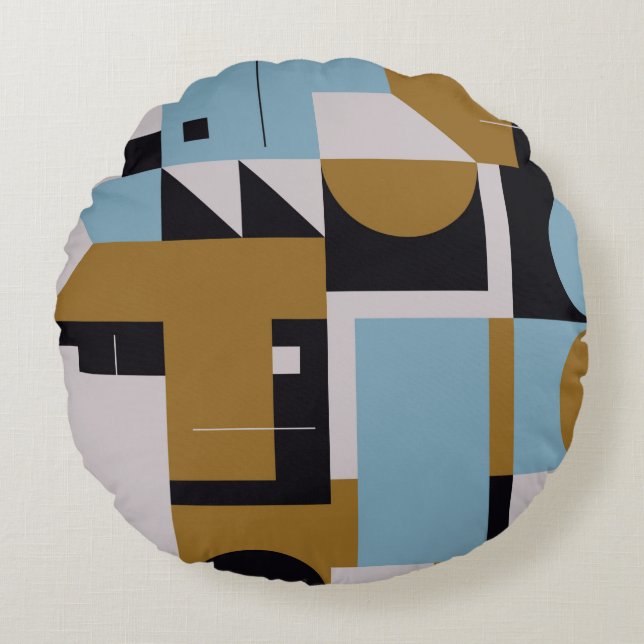 Bauhaus composition artwork made with abstract ele round cushion (Front)