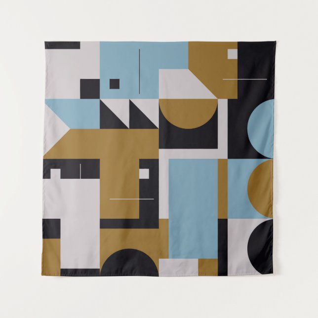 Bauhaus composition artwork made with abstract ele tapestry (Front)