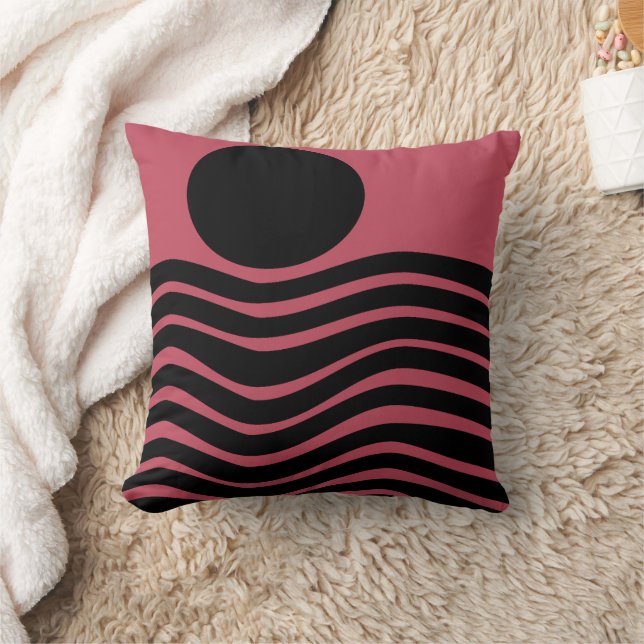 Bauhaus Deep Pink Abstract Cushion (Blanket)