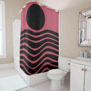 Bauhaus Deep Pink Abstract Shower Curtain