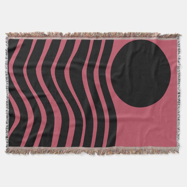 Bauhaus Deep Pink Abstract Throw Blanket (Front)