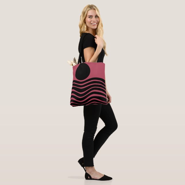 Bauhaus Deep Pink Abstract Tote Bag (On Model)