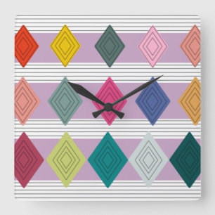 Bauhaus Diamond Quilt Square Wall Clock