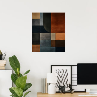Bauhaus Earthy Geometric Pattern Abstract Poster