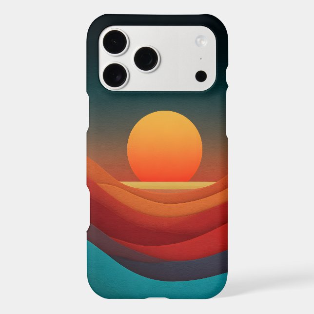 Bauhaus Earthy Sunset Waves Wrap iPhone Case (Back)