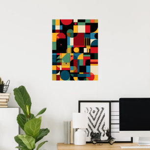 Bauhaus Geometric Abstract Colourful Mosaic Poster