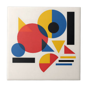 Bauhaus Geometric Abstract Composition Ceramic Tile