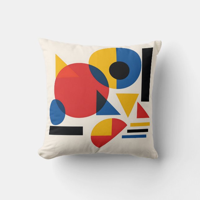 Bauhaus Geometric Abstract Composition Cushion (Front)