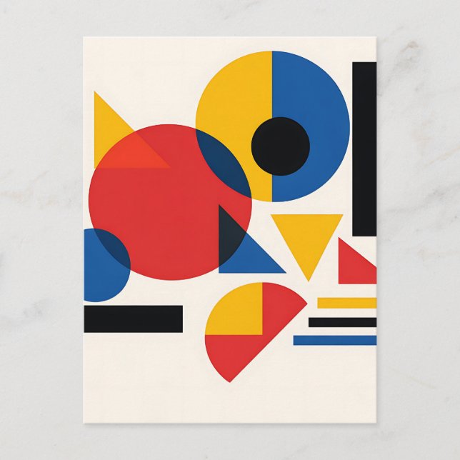 Bauhaus Geometric Abstract Composition Postcard (Front)