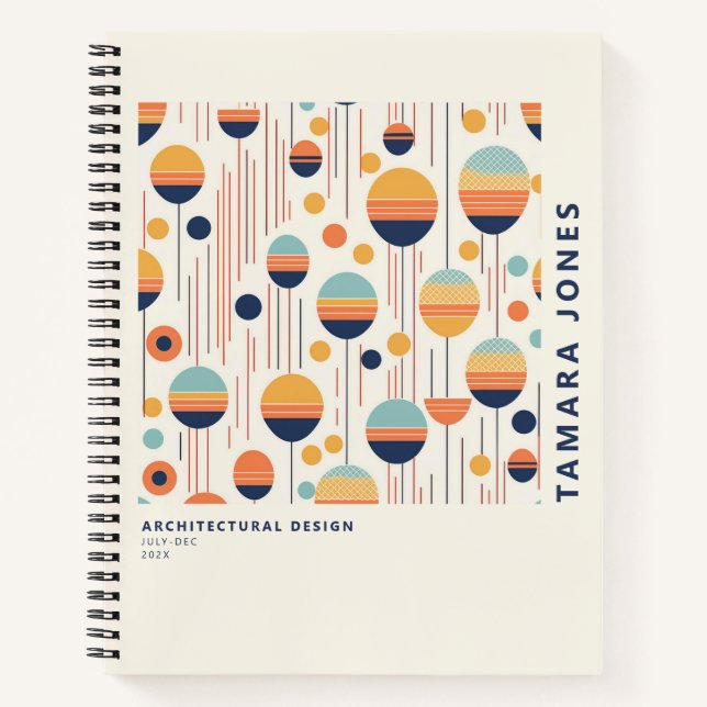 Bauhaus Geometric Abstract Pattern#1 ID1068 Notebook (Front)