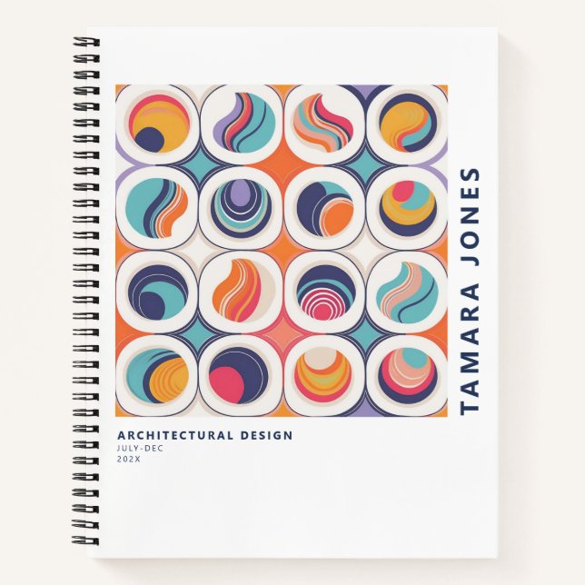 Bauhaus Geometric Abstract Pattern#2 ID1068 Notebook (Front)