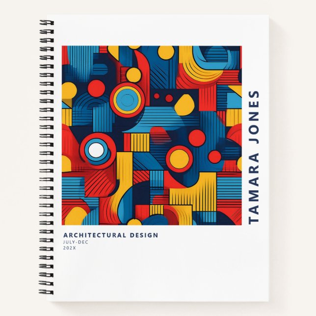 Bauhaus Geometric Abstract Pattern#4 ID1068 Notebook (Front)