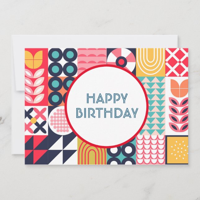 Bauhaus Geometric Birthday Greeting Card (Front)