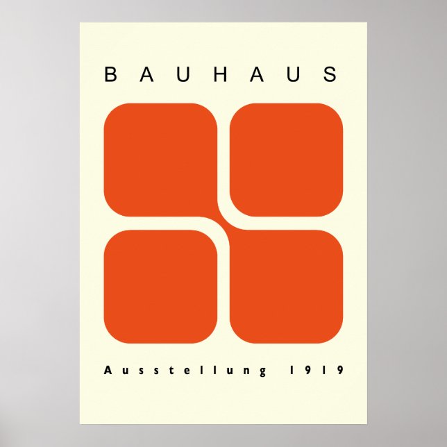Bauhaus Geometric Poster Orange Retro Print (Front)