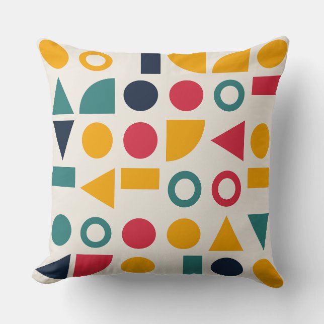 Bauhaus Geometric Shapes Seamless Pattern Cushion (Front)