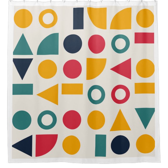 Bauhaus Geometric Shapes Seamless Pattern Shower Curtain (Front)
