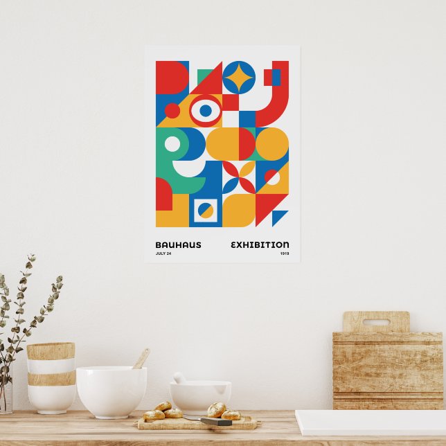 Bauhaus Geometric Wall Art Bold Colours (Kitchen)