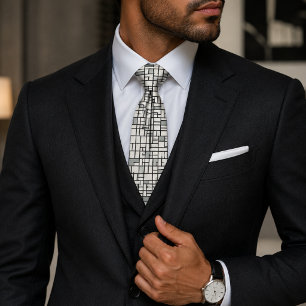 Bauhaus Grey Geometric Tie