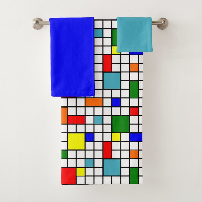 Bauhaus Grid  Bath Towel Set (Insitu)