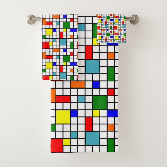 Bauhaus Grid  Bath Towel Set (Insitu)