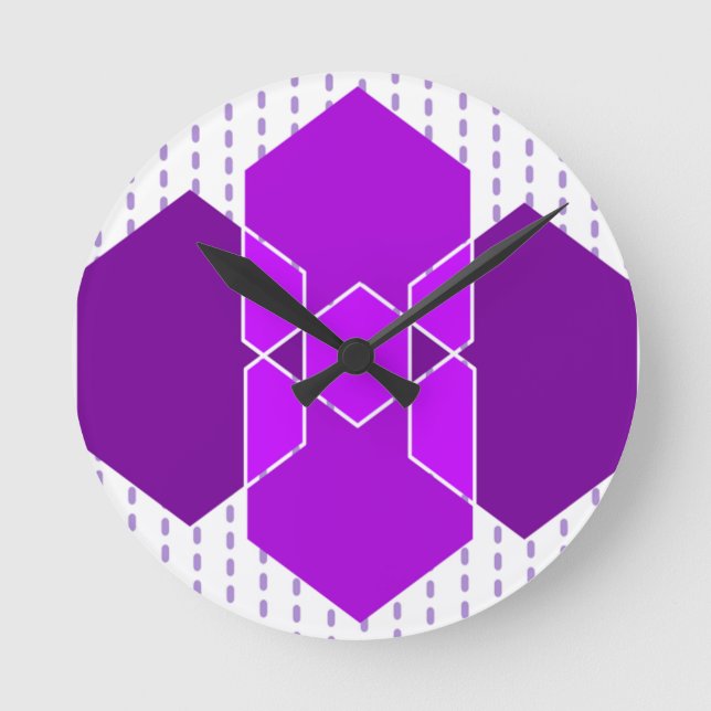Bauhaus Hexagons  Round Clock (Front)
